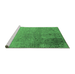Sideview of Machine Washable Oriental Emerald Green Industrial Area Rugs, wshurb2499emgrn