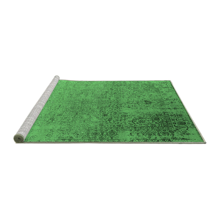 Sideview of Machine Washable Oriental Emerald Green Industrial Area Rugs, wshurb2499emgrn