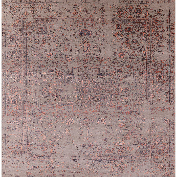 Square Mid-Century Modern Puce Purple Oriental Rug, urb2499