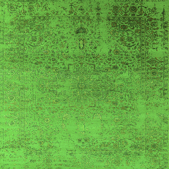 Square Machine Washable Oriental Green Industrial Area Rugs, wshurb2499grn