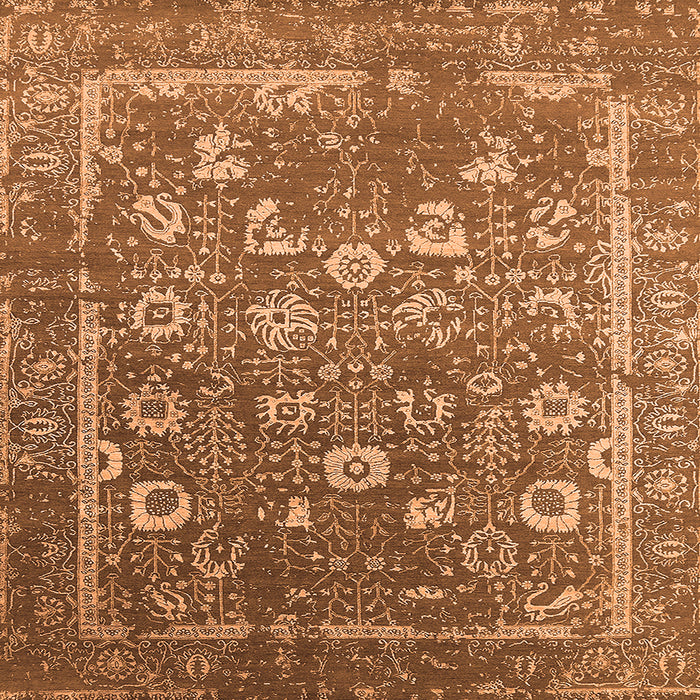 Square Oriental Orange Industrial Rug, urb2500org