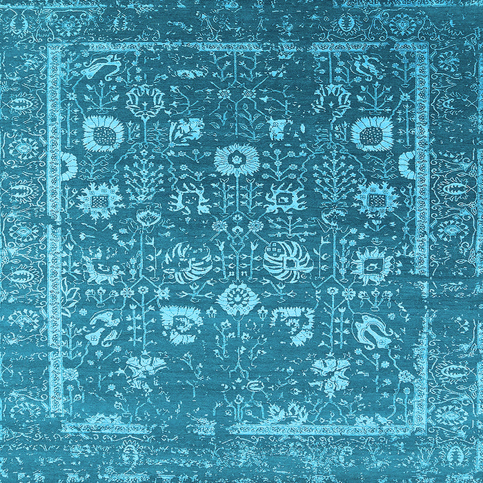 Square Machine Washable Oriental Light Blue Industrial Rug, wshurb2500lblu