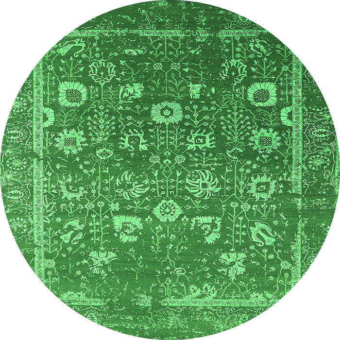Round Oriental Green Industrial Rug, urb2500grn