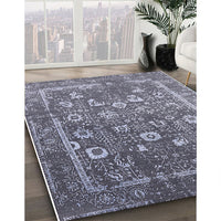 Mid-Century Modern Purple Navy Blue Oriental Rug, urb2500