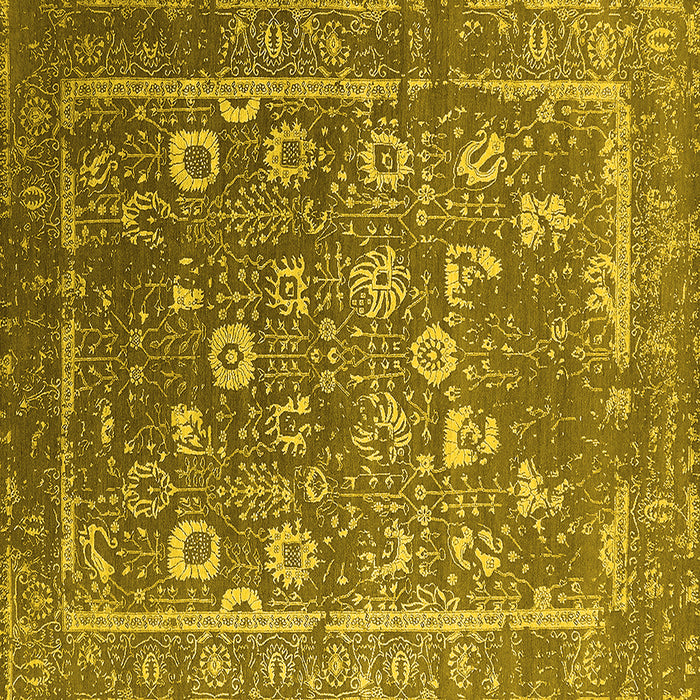 Square Machine Washable Oriental Yellow Industrial Rug, wshurb2500yw