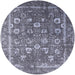 Round Mid-Century Modern Purple Navy Blue Oriental Rug, urb2500