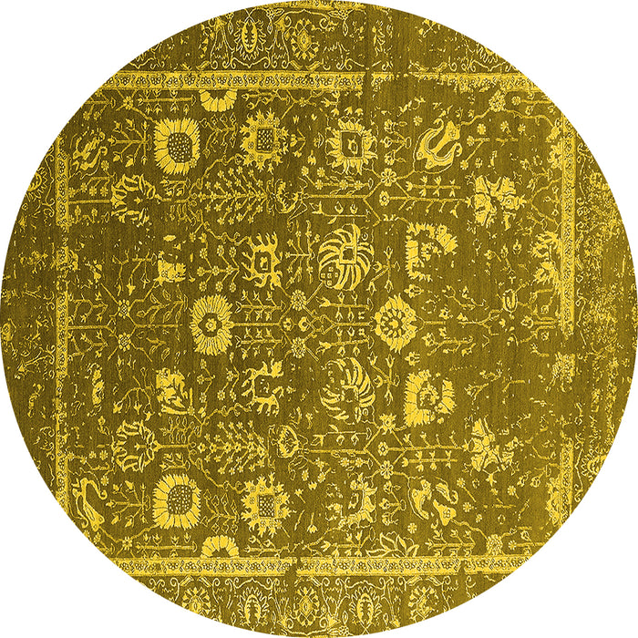 Round Oriental Yellow Industrial Rug, urb2500yw
