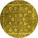 Round Oriental Yellow Industrial Rug, urb2500yw