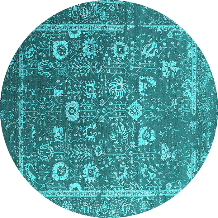 Round Oriental Turquoise Industrial Rug, urb2500turq