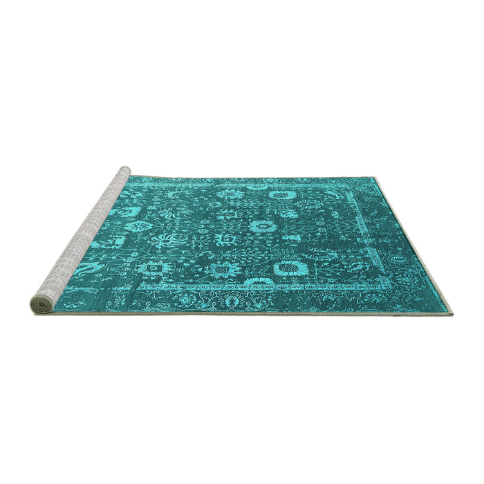 Sideview of Machine Washable Oriental Turquoise Industrial Area Rugs, wshurb2500turq