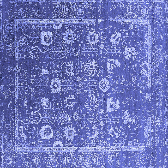 Square Machine Washable Oriental Blue Industrial Rug, wshurb2500blu