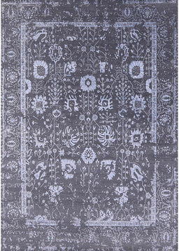 Mid-Century Modern Purple Navy Blue Oriental Rug, urb2500
