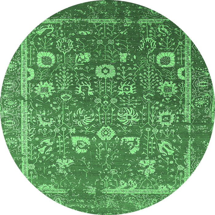 Round Oriental Emerald Green Industrial Rug, urb2500emgrn
