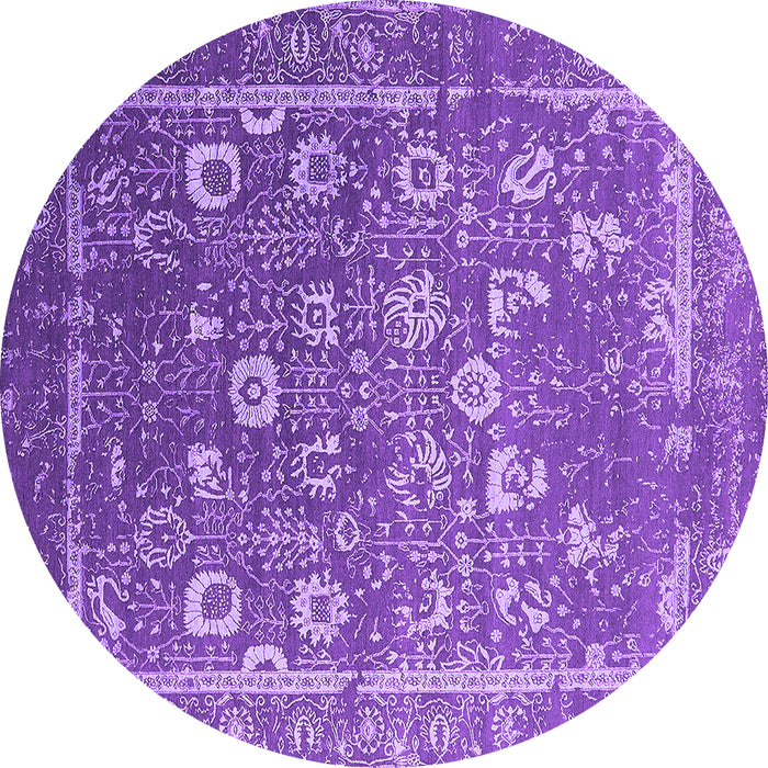 Round Machine Washable Oriental Purple Industrial Area Rugs, wshurb2500pur
