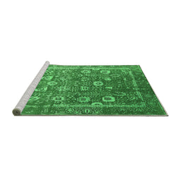 Sideview of Machine Washable Oriental Green Industrial Area Rugs, wshurb2500grn