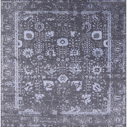Square Machine Washable Industrial Modern Purple Navy Blue Rug, wshurb2500