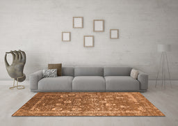 Machine Washable Oriental Orange Industrial Area Rugs in a Living Room, wshurb2500org