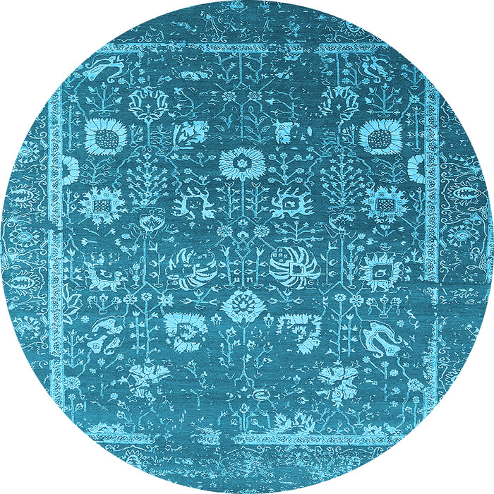 Round Oriental Light Blue Industrial Rug, urb2500lblu