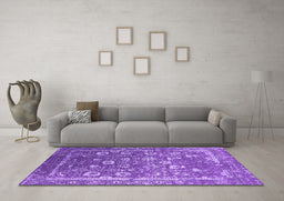 Machine Washable Oriental Purple Industrial Area Rugs in a Living Room, wshurb2500pur