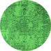 Round Oriental Green Industrial Rug, urb2501grn