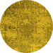 Round Oriental Yellow Industrial Rug, urb2501yw