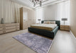 Mid-Century Modern Purple Oriental Rug in a Bedroom, urb2501