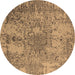 Round Oriental Brown Industrial Rug, urb2501brn