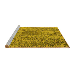 Sideview of Machine Washable Oriental Yellow Industrial Rug, wshurb2501yw