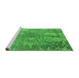 Sideview of Machine Washable Oriental Green Industrial Area Rugs, wshurb2501grn