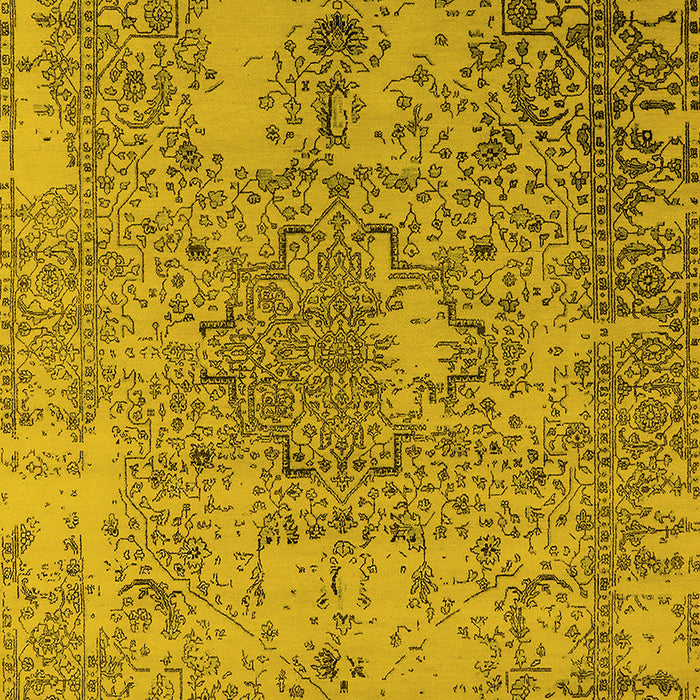Machine Washable Oriental Yellow Industrial Rug, wshurb2501yw
