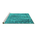 Sideview of Machine Washable Oriental Turquoise Industrial Area Rugs, wshurb2501turq