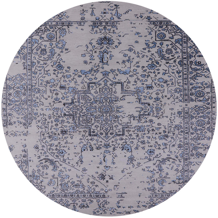 Round Mid-Century Modern Purple Oriental Rug, urb2501