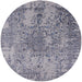 Round Mid-Century Modern Purple Oriental Rug, urb2501