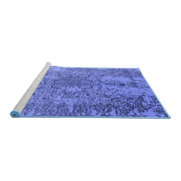Sideview of Machine Washable Oriental Blue Industrial Rug, wshurb2502blu