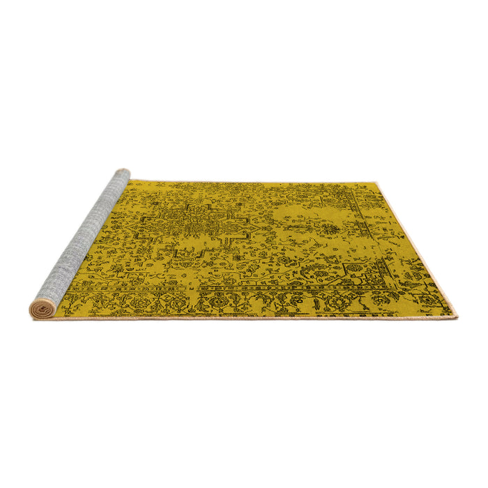 Sideview of Machine Washable Oriental Yellow Industrial Rug, wshurb2502yw