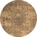 Round Oriental Brown Industrial Rug, urb2502brn