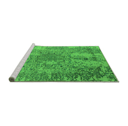 Sideview of Machine Washable Oriental Green Industrial Area Rugs, wshurb2502grn