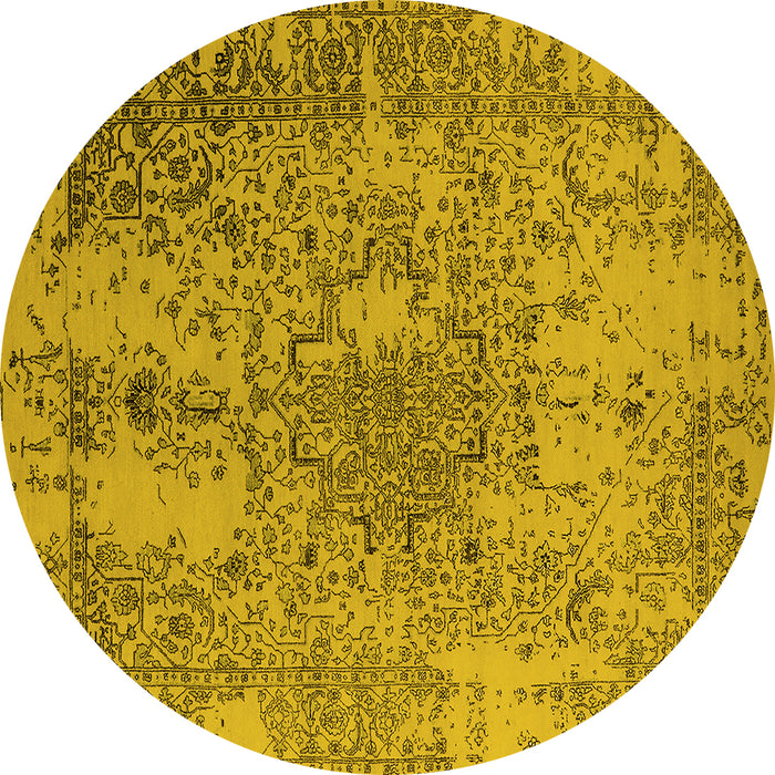 Round Oriental Yellow Industrial Rug, urb2502yw