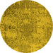 Round Oriental Yellow Industrial Rug, urb2502yw