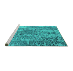 Sideview of Machine Washable Oriental Turquoise Industrial Area Rugs, wshurb2502turq