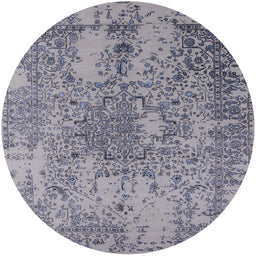 Round Mid-Century Modern Purple Oriental Rug, urb2502