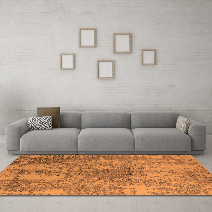 Machine Washable Oriental Orange Industrial Area Rugs in a Living Room, wshurb2502org