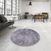 Round Mid-Century Modern Purple Oriental Rug in a Office, urb2502