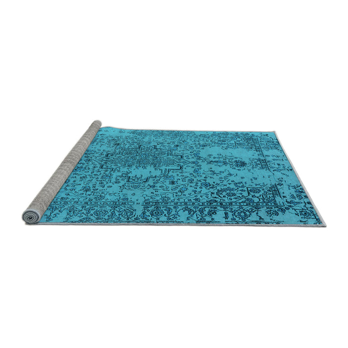 Sideview of Machine Washable Oriental Light Blue Industrial Rug, wshurb2502lblu