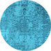 Round Oriental Light Blue Industrial Rug, urb2502lblu