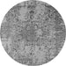 Round Oriental Gray Industrial Rug, urb2502gry