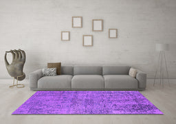 Machine Washable Oriental Purple Industrial Area Rugs in a Living Room, wshurb2503pur