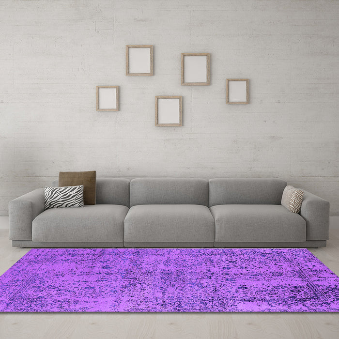 Machine Washable Oriental Purple Industrial Area Rugs in a Living Room, wshurb2503pur
