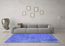 Machine Washable Oriental Blue Industrial Rug in a Living Room, wshurb2503blu