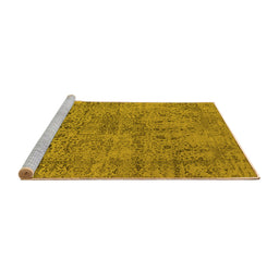 Sideview of Machine Washable Oriental Yellow Industrial Rug, wshurb2503yw